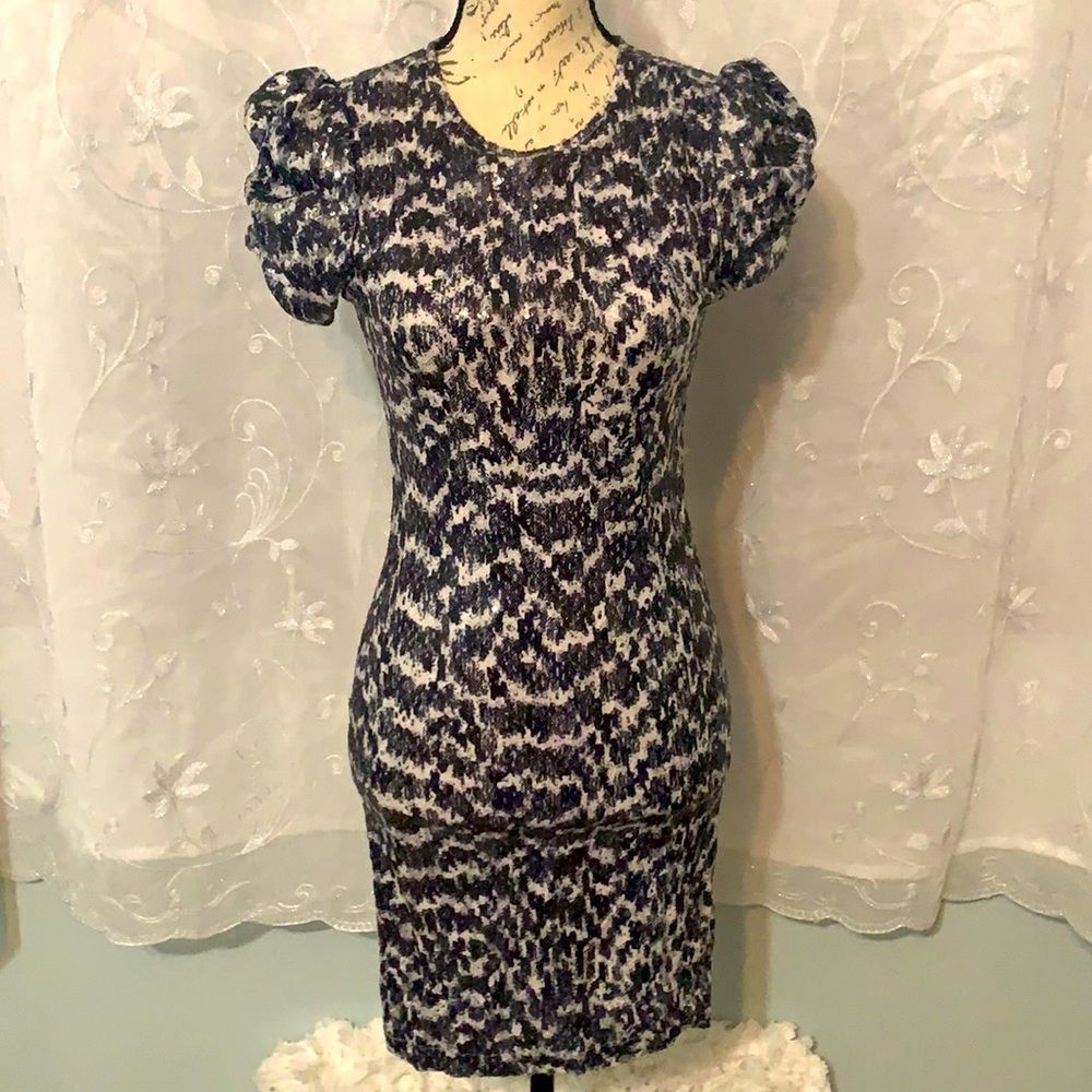 Michael Kors | Dark blue and white sequin dress | XXS